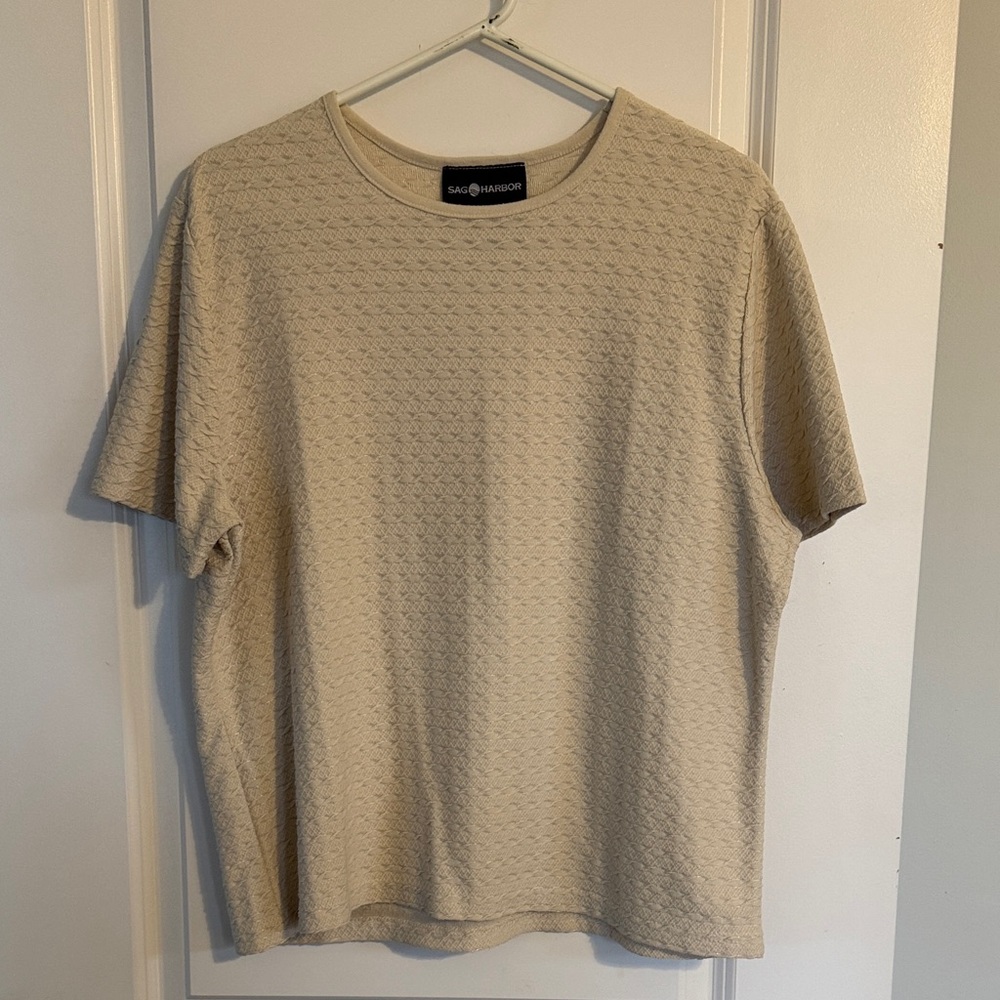 Sag Harbor Neutral Cream Knit Short Sleeve Top